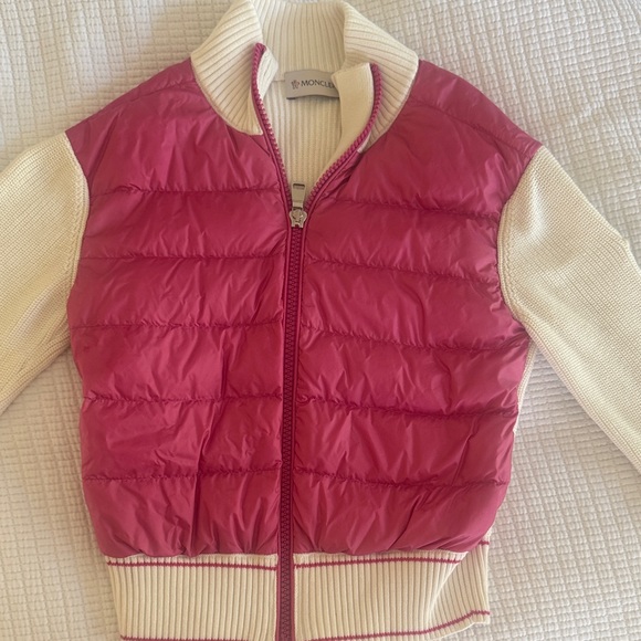 Moncler Kids Puffer Jacket in Pink and Cream - Picture 1 of 4